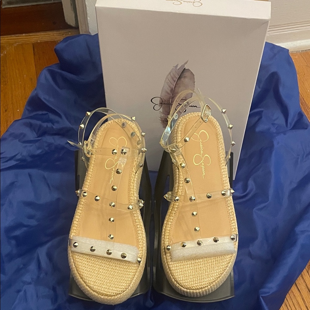 Jessica Simpson Women's Sandals with Studs - Cream and Clear